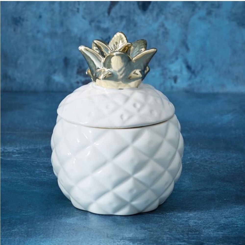 NWT WEST ELM Gold and Cream Pineapple Decorative Accent